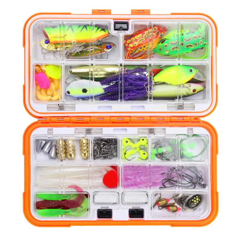 122pcs/set Multi Fishing Lure Mixed Colors Plastic Metal Bait Soft Lure Kit Fishing Tackle Wobbler