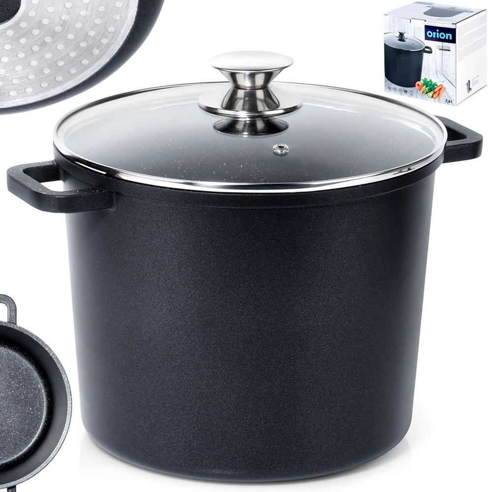 Granite High Pot with Glass Lid 7.6L 25cm