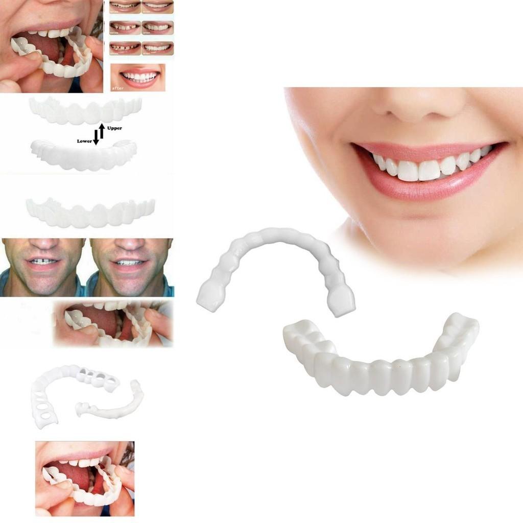 On Fake Snap Teeth Upper Lower Dental Veneers Denture Tooth Cover Simulation Set