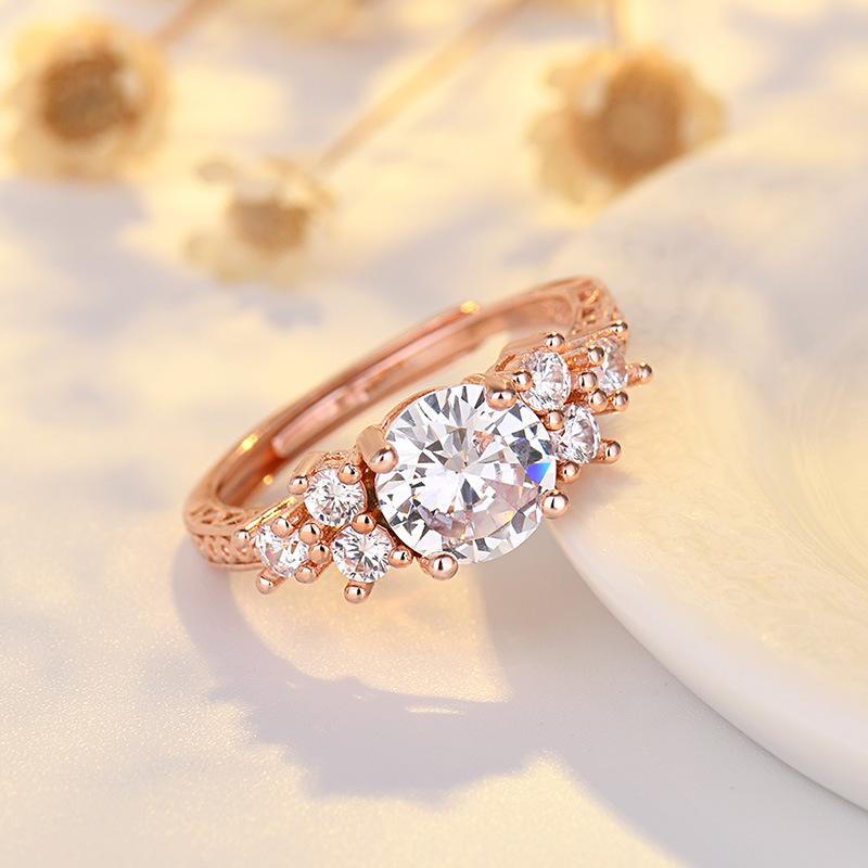 Lindon Classic Copper Alloy Zircon Ring Ladies Jewelry Wedding Promise Party Gift