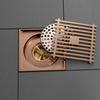 Напольный слив Rose Gold Квадратный 100x100 мм Латунный Слив Туалет Балкон Ванная Душ Слив с защитой от запаха Вставка под плитку Решетки для стока
