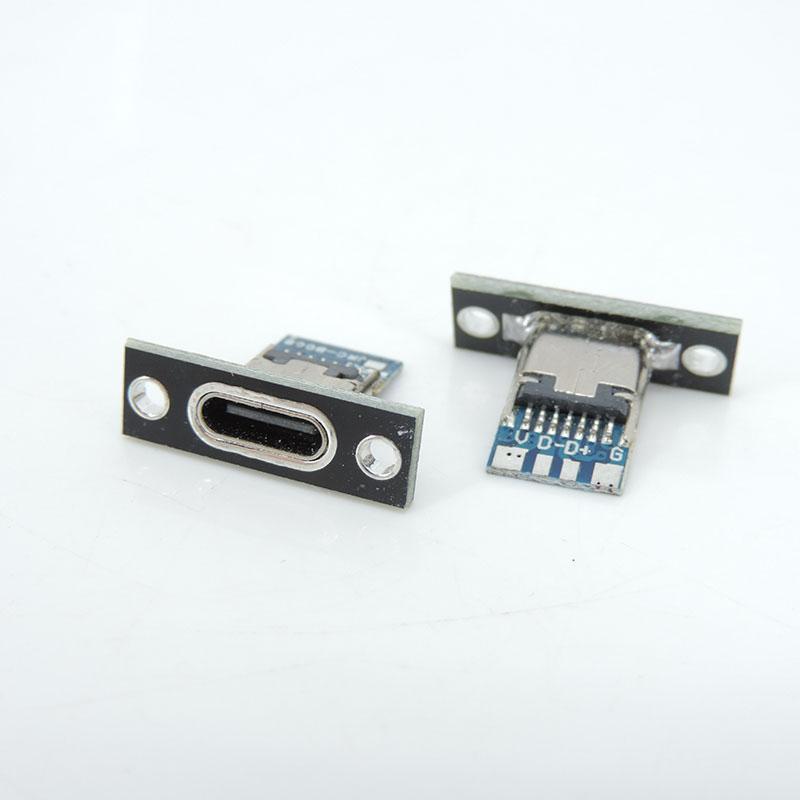 2p 4p Type-C USB Jack 3.1 Type-C 2Pin 4Pin Female Connector Jack Charging Port USB 3.1 Type C Socket Fixing Plate