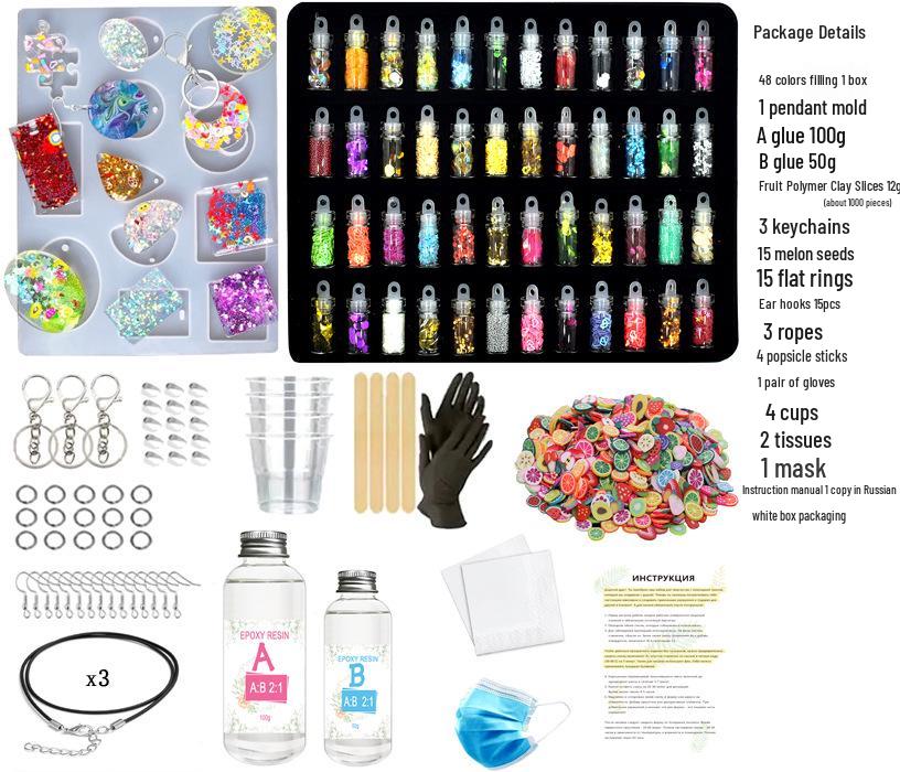 UV Epoxy Resin Set with Crystal Mold & Russian Instructions