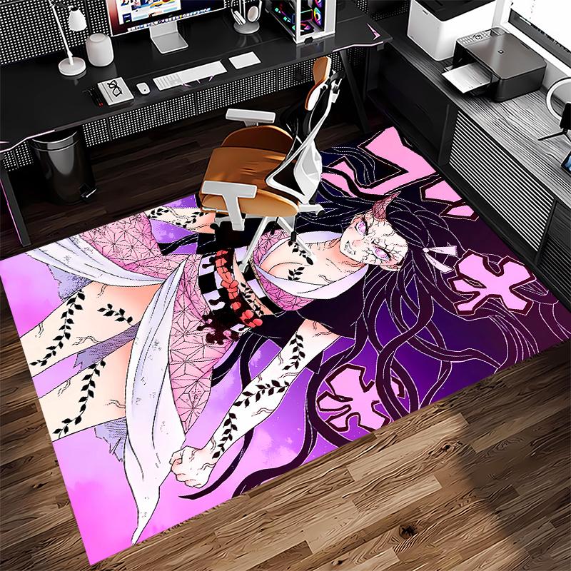 1pc Demon Slayer Nezuko2 Print Area Rug - Soft, Washable Non-Slip Indoor Mat for Office Chairs, Living Room, Home Office Decorative Rug