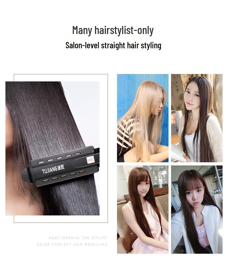 Большой выпрямитель для волос для парикмахерских с безопасной завивкой внутрь - Широкая гладильная поверхность, бережный к волосам