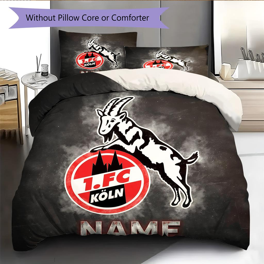 Custom Name 1. FC Köln Pattern Bedding Quilt Set Home Decoration Gift (1 * duvet cover + 2 * pillowcase without core)