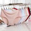 3pcs/lot Ladies' Ice Silk Underwear with No Trace Lingerie Mid Waist Sexy Women's Triangle Waistband Panties