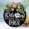 Front Door Porch Decor Farmhouse Door Sign with Eucalyptus Leaves & Buffalo Bow - Welcome Wreath Sign Hanging for Dogs Lovers Spring Summer Decor