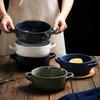 Керамическая миска для рамена и салата с двойными ручками и крышкой - Японская посуда для супа и лапши