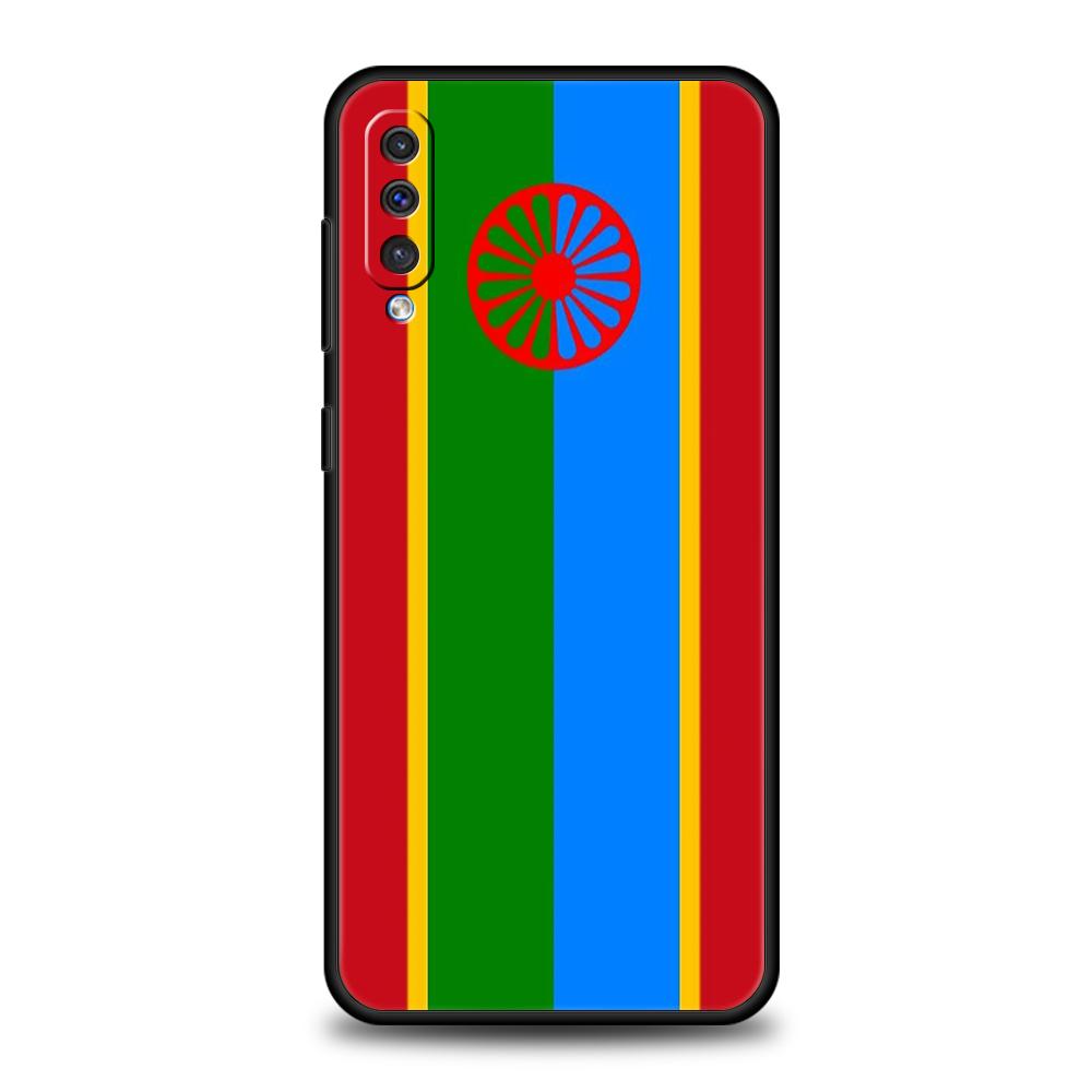 Чехол-флаг цыганский Рома для Samsung Galaxy A55 A35 A15 A14 A25 A54 A51 A71 A72 A73 A32 A52 A52S A41 5G Силиконовый