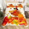 Turkey Three-Piece Quilt Cover 3D Digital Printing Bedding Autumn Pumpkin Maple Leaf Bed Cover