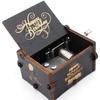 Wooden Uniq Carved Hand Crank Happy-Birthday-Black Theme Music Box