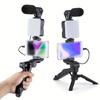 Handheld Tripod LED Fill Light Desktop Stand Set Live Streaming Holder  Interviews