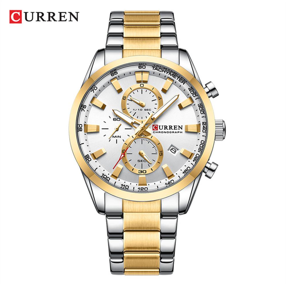 CURREN WristWatch Waterproof Chronograph Men Watch Top Brand Luxury White Silicone Original Male Clock All Clear Low Price 8442