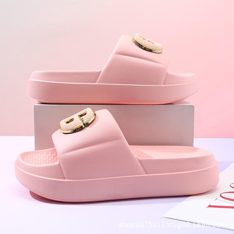 Summer New Simple Outdoor Women's Comfortable Thick-bottomed Indoor Non-slip One-word Slippers