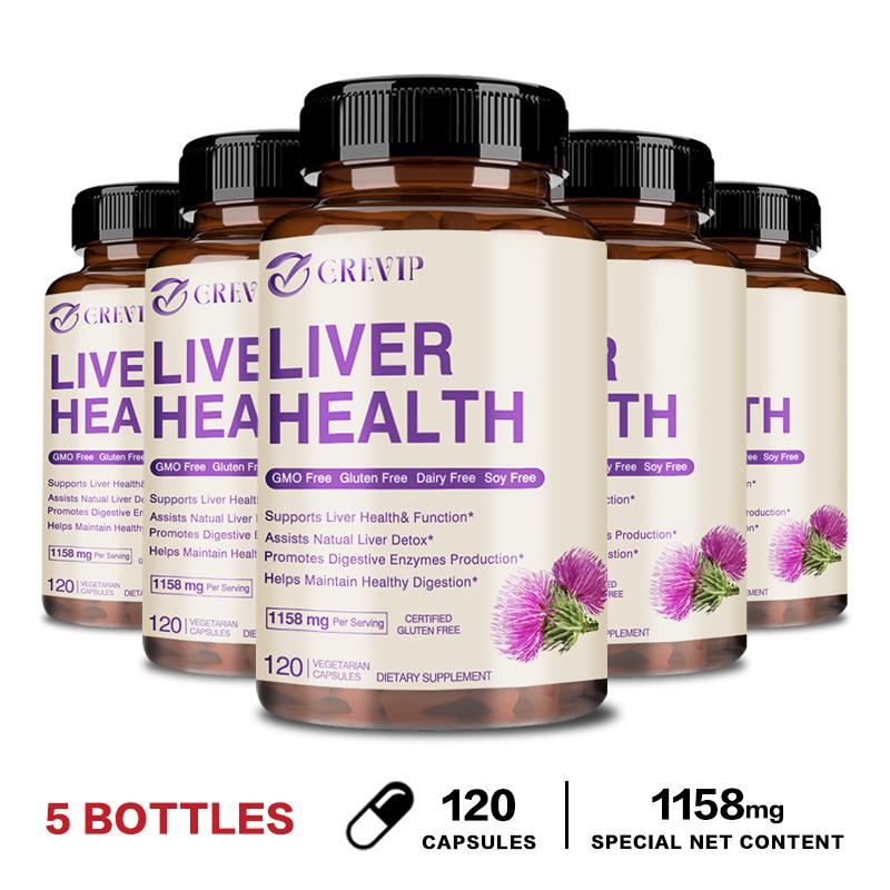 CREVIP Milk Thistle Liver Care Capsules, 1158mg, Plant Extract Liver Care, Digestive Diet Capsules, Suitable for Adults