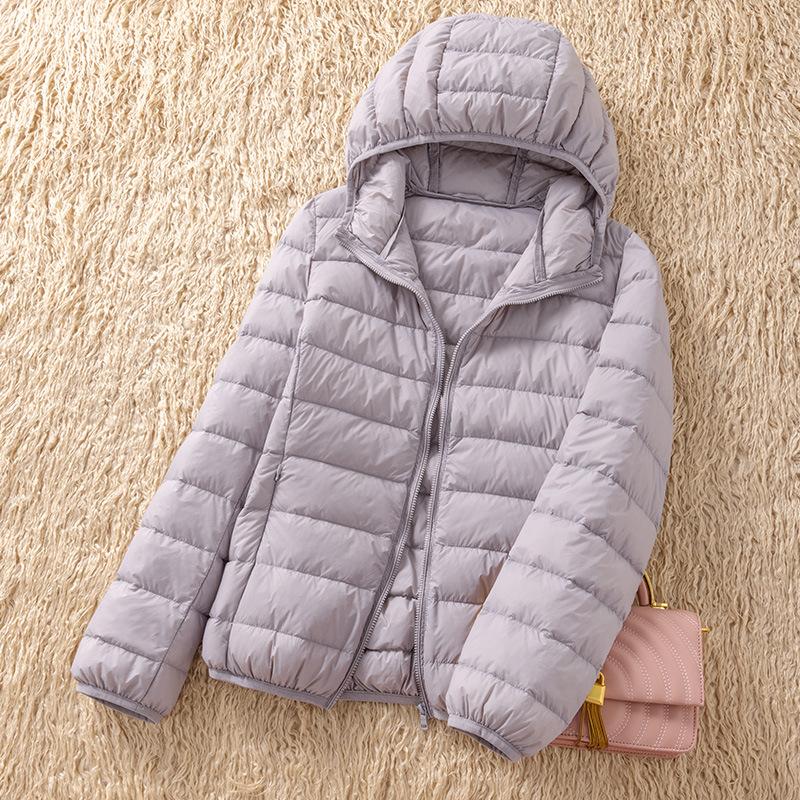 Women's Lightweight Down Jacket Short Warm Fashionable Hooded Lightweight Fitted Outerwear