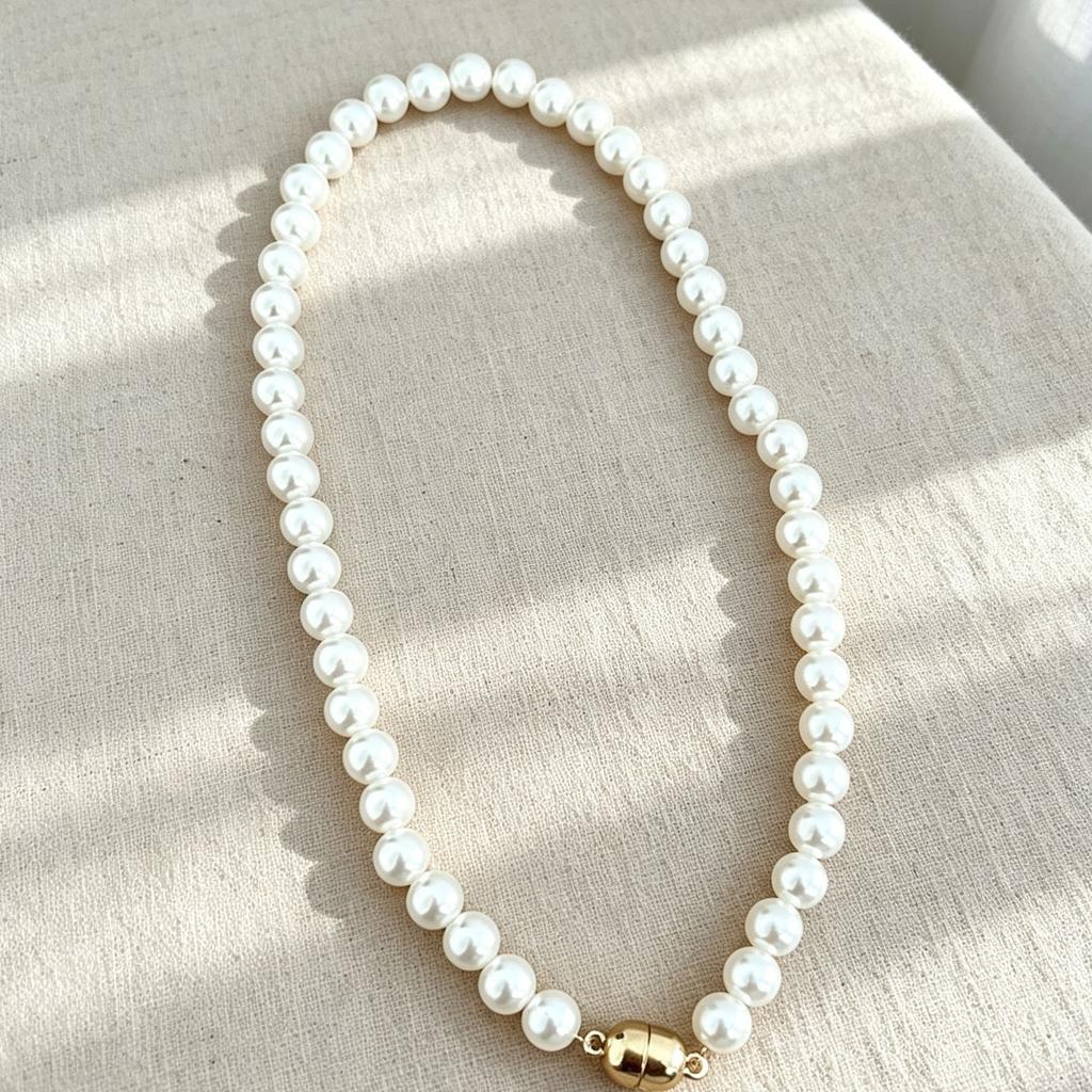 Fashion new magnetic pearl silk scarf versatile high-end neck protection scarf women's light luxury exquisite necklace scarf