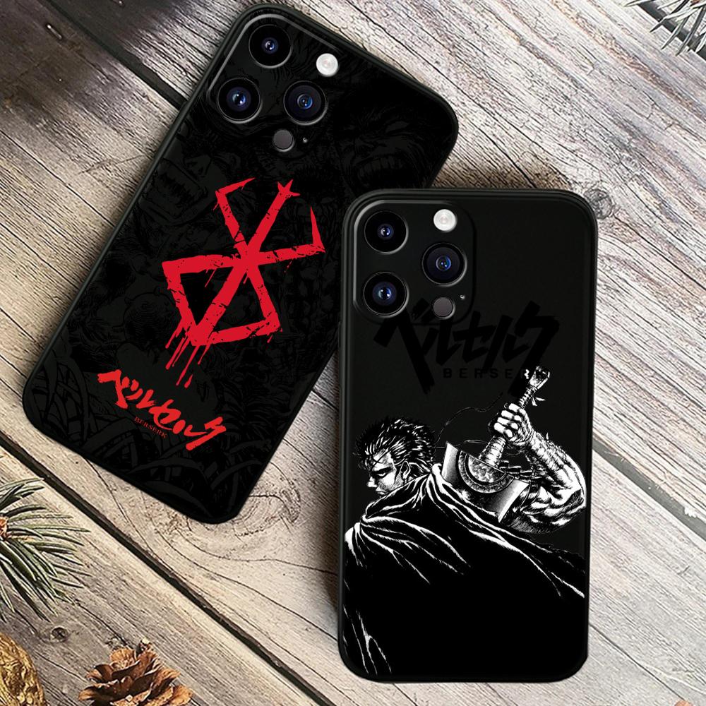 Berserk Comics Anime For Apple iPhone 15 14 13 12 Mini 11 XS XR X 8 7 Pro Max Plus Soft Silicone Black Phone Case