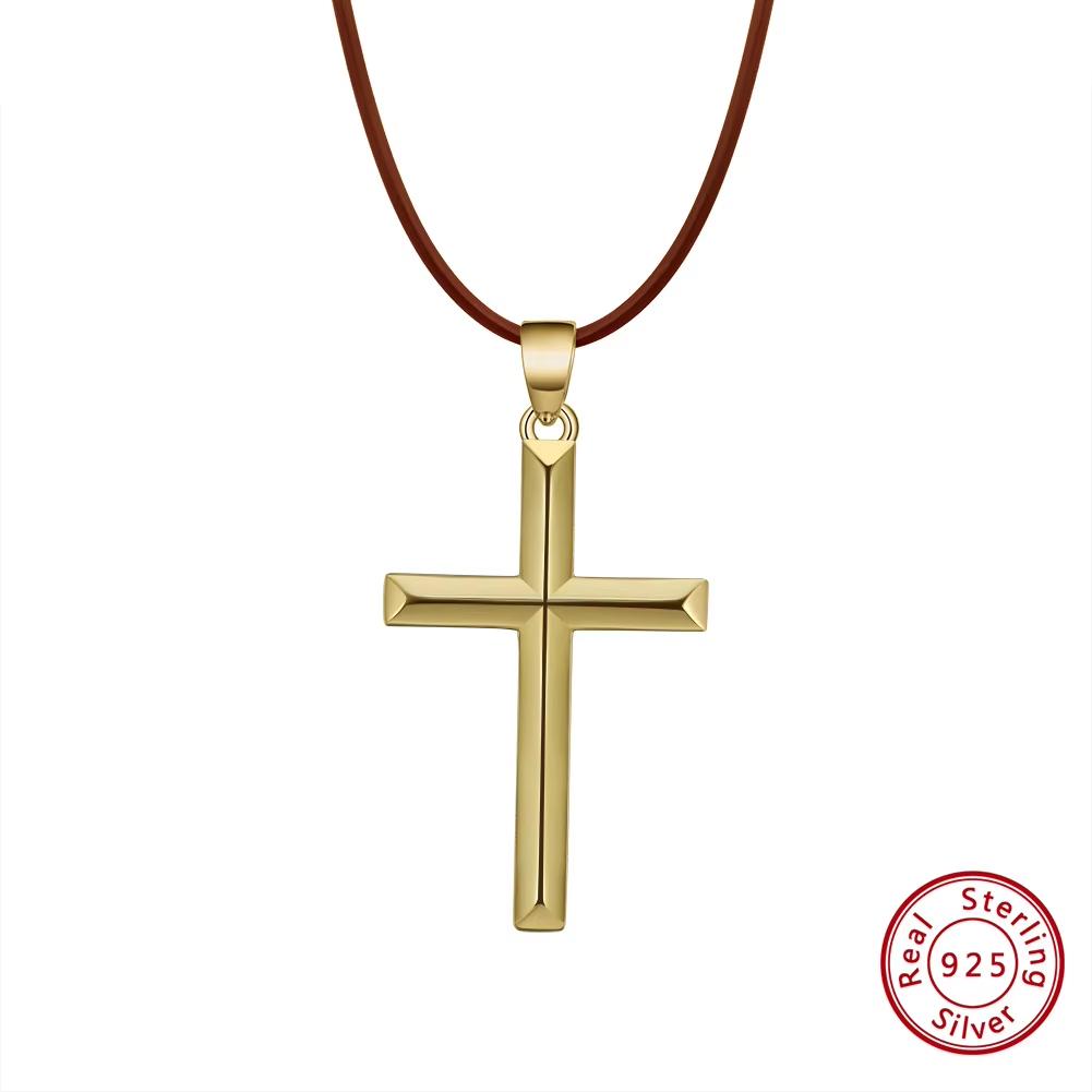 ORSA JEWELS Классический кулон-крест из 14-каратного золота, ожерелье для мужчин и женщин, ожерелье из стерлингового серебра 925 пробы, христианские религиозные украшения NMN01