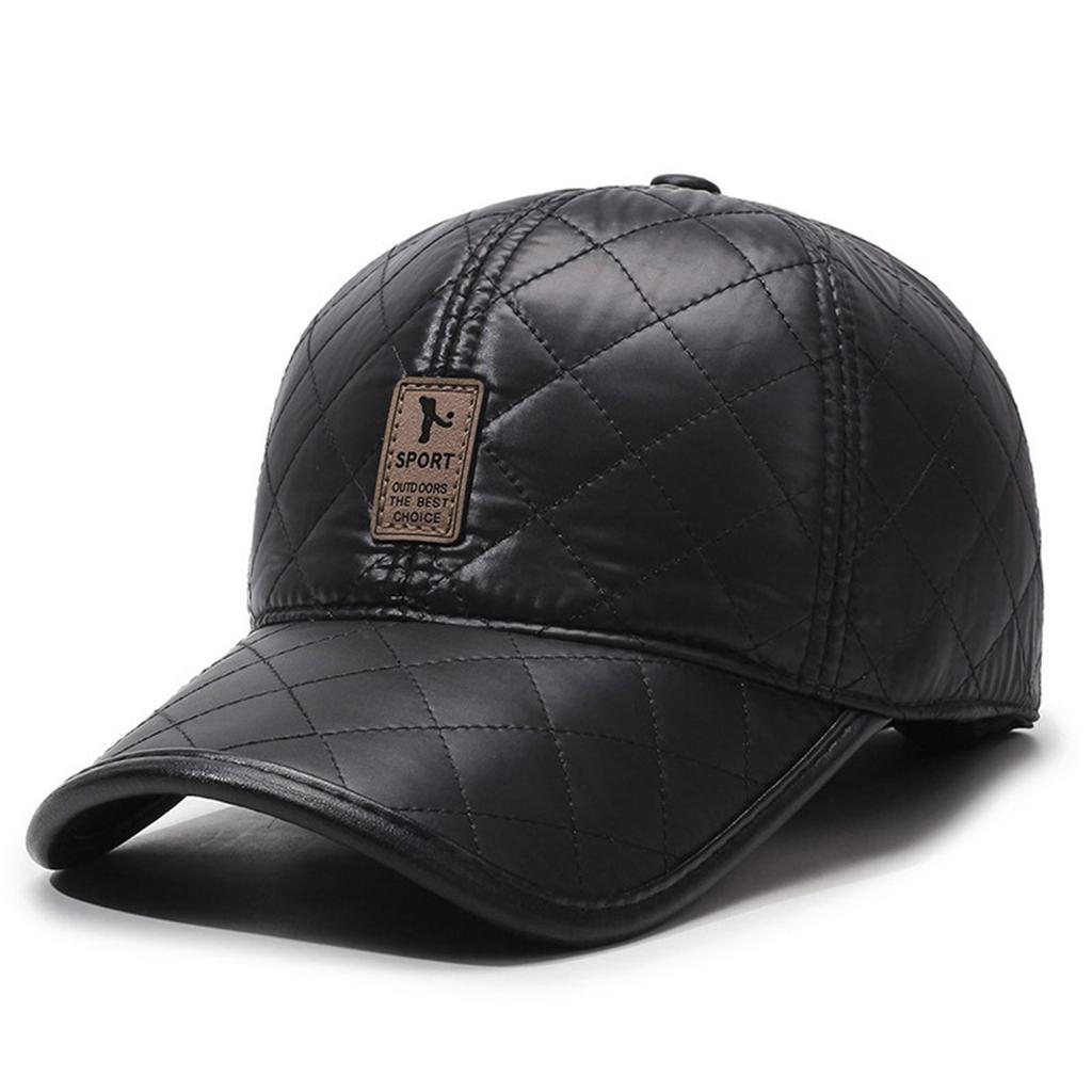 Зимняя мужская шапка ПУ повседневная теплая толстая кепка бейсболка