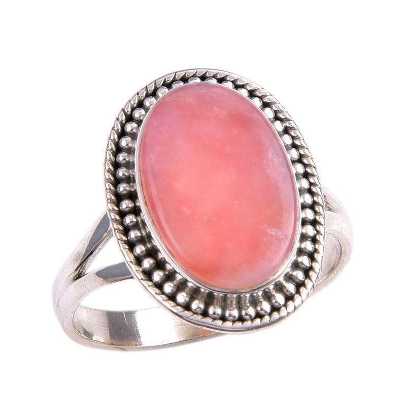 Natural Rhodochrosite Gemstone 925 Solid Sterling Silver Jewelry Ring S.9 V2k50