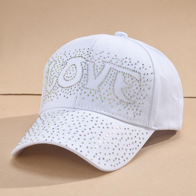 New fashion point diamond LOVE cap ins trendy face small baseball cap outdoor sun hat