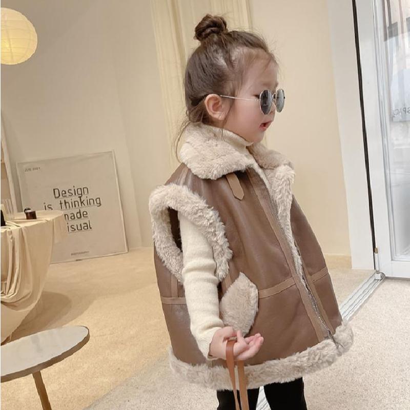 Детский толстый теплый жилет, зимняя детская верхняя одежда, осенняя куртка для девочек из хлопка и кожи, куртки 2-6 лет