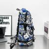 Рюкзак с принтом мультфильма и граффити, студенческий школьный мужской рюкзак большой емкости