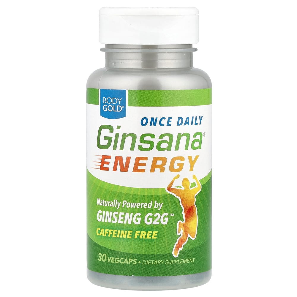 BodyGold Ginsana Energy Caffeine-Free Veggie Capsules 30 Counts