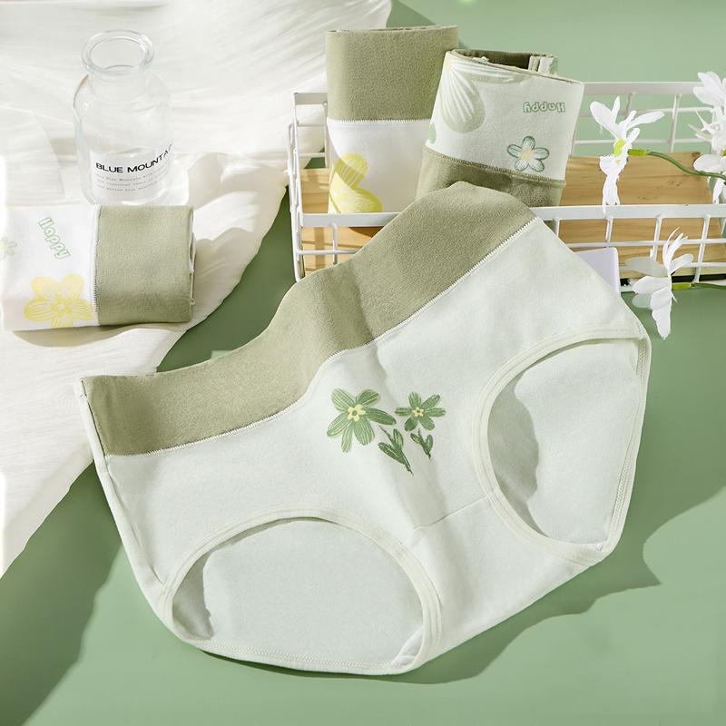 4 шт. хлопковые женские трусики с высокой талией, нижнее белье для похудения, большие размеры, дышащие милые трусики для девочек, мягкое женское белье