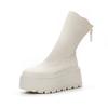 8cm Genuine Leather Women High Brand Fashion Pumps Heels White Shoes ZIP Increase Casual Ankle Boots Platform Wedge Shoes
