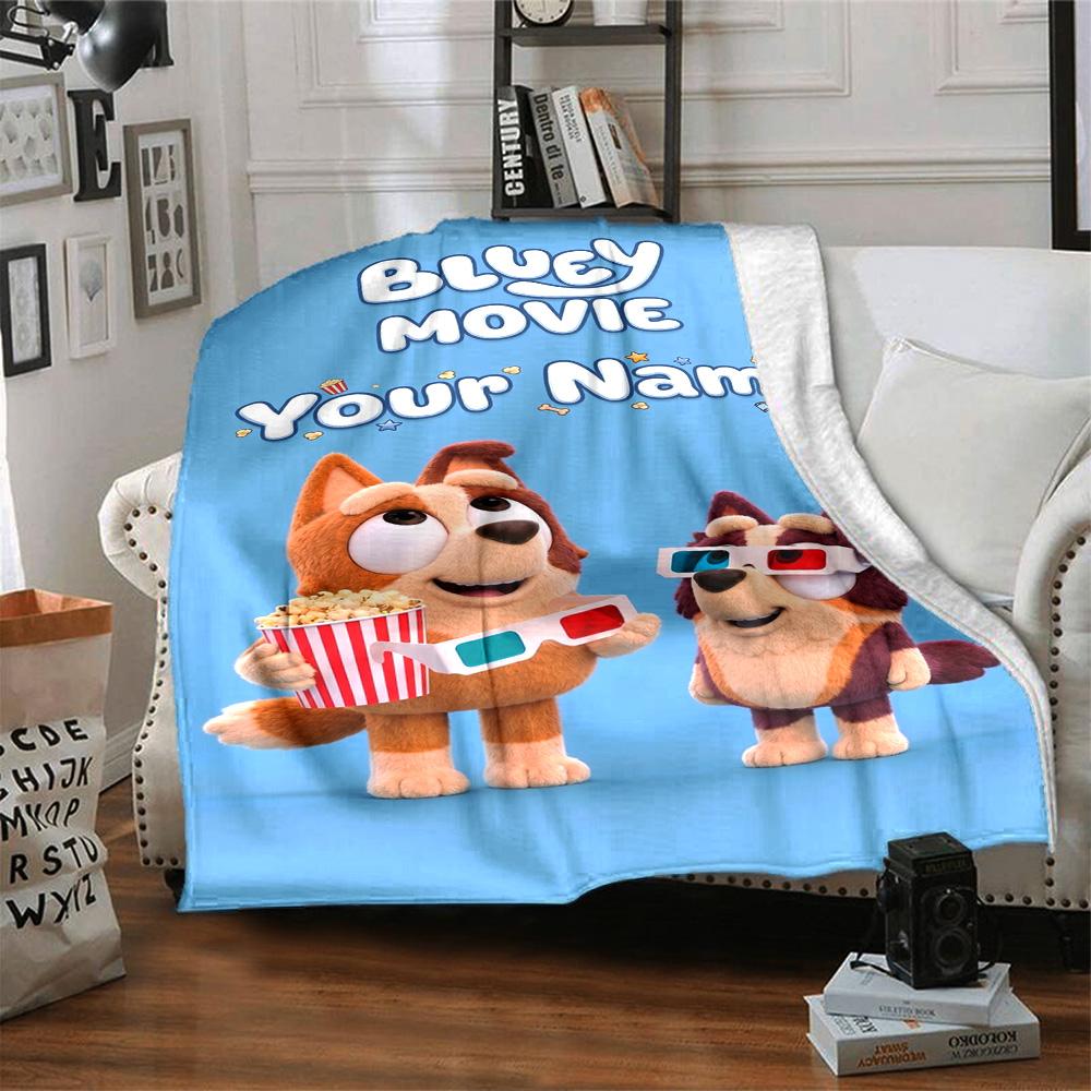 Bluey Customize Your Name Blanket Throw Customizable Blanket Durable Comfort Great for Couch Bed Bedding Picnics Ideal for All Seasons