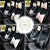 Creative Bowknot PU Leather Car Seat Pillow Pink/White/Black Car Headrest Neck Pillow Cotton Comfort Cushion Car Interior