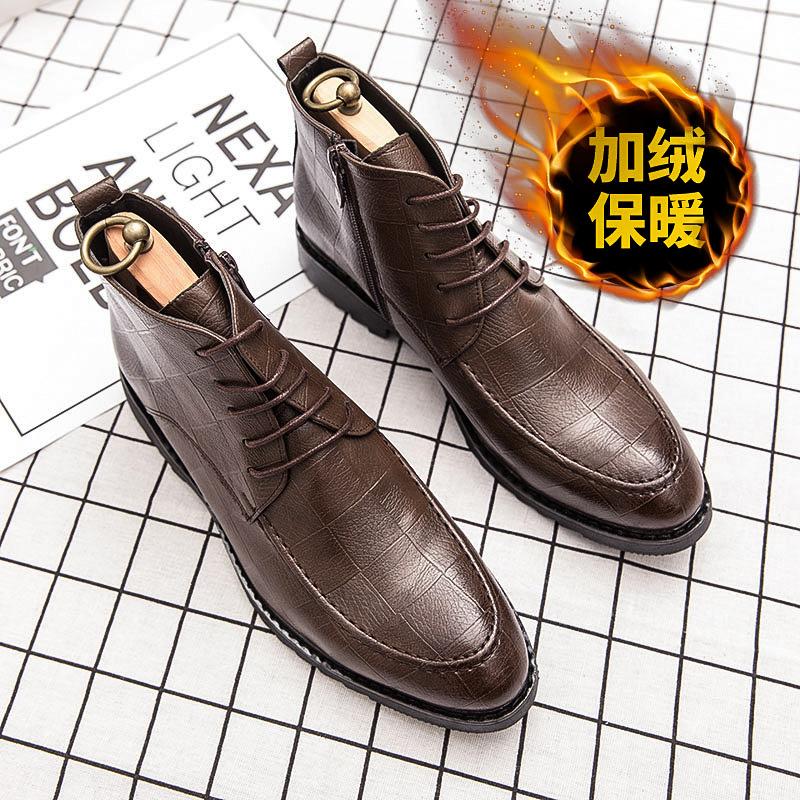 Ботинки Мартина мужские ботинки мужские в британском стиле зимние бархатные теплые мужские туфли Челси полусапоги высокие кожаные ботинки