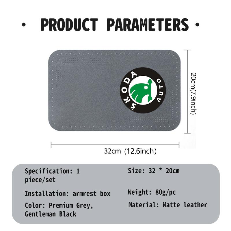 Car Armrest Box Pad Suede Auto Armrest Mat Car Accessories For Skoda Octavia Superb RAPID FABIA KAMIQ KAROQ KODIAQ YETI WE7