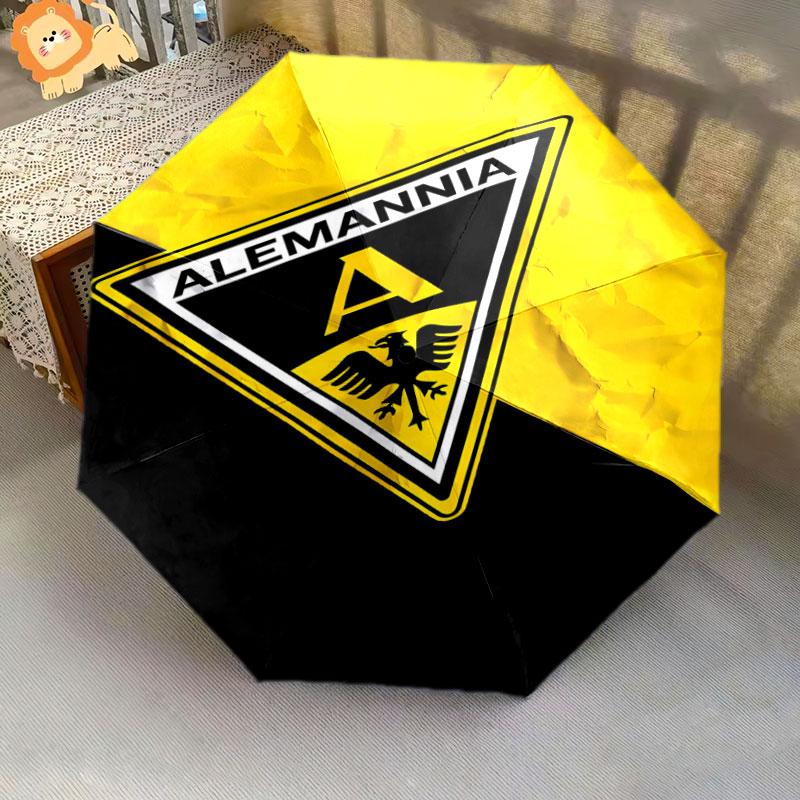 1 PC Automatic Folding Umbrella - Alemannia Aachen Pattern, Portable & Foldable Design with 8 Ribs, Christmas Birthday Gifts