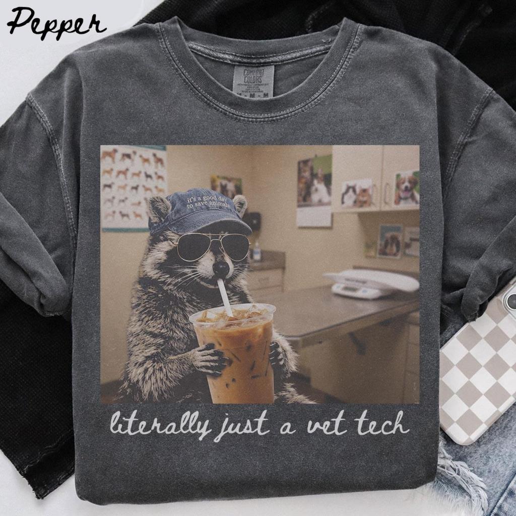 Comfort Colors Vet Tech Shirt, Raccoon Veterinary Technician Gifts, Vet Assistant Tshirt, Funny Animal Care Student Tee, Vet Tech Week
