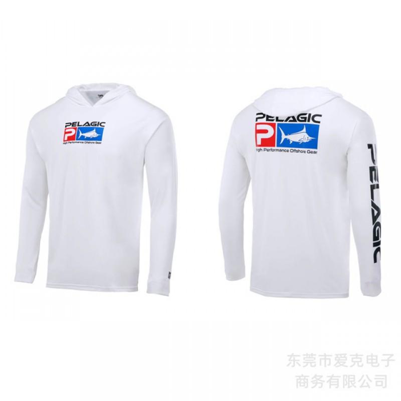 Mens Hooded Quick-Dry Fishing Shirt Outdoor Breathable Sun Protection Top Pelagic Angling Wear