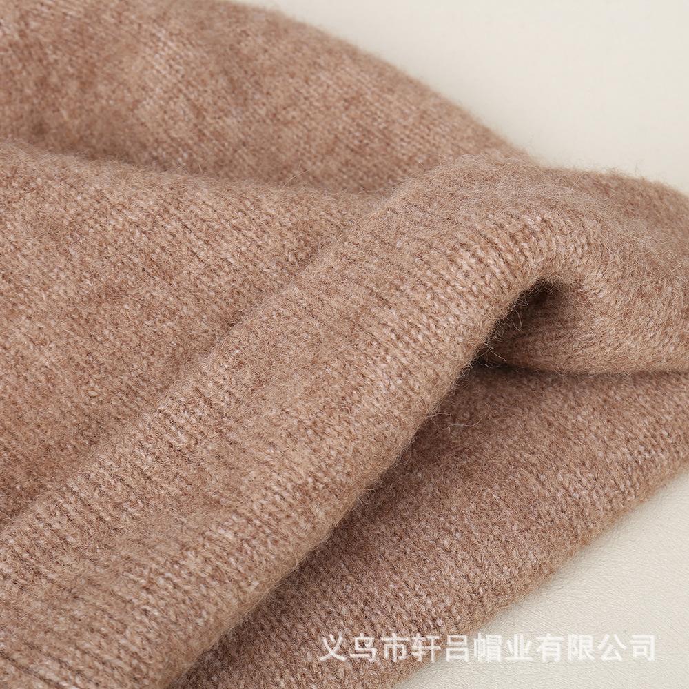 New fashionable solid color simple temperament knitted hat cashmere blended warm and comfortable casual wool hat