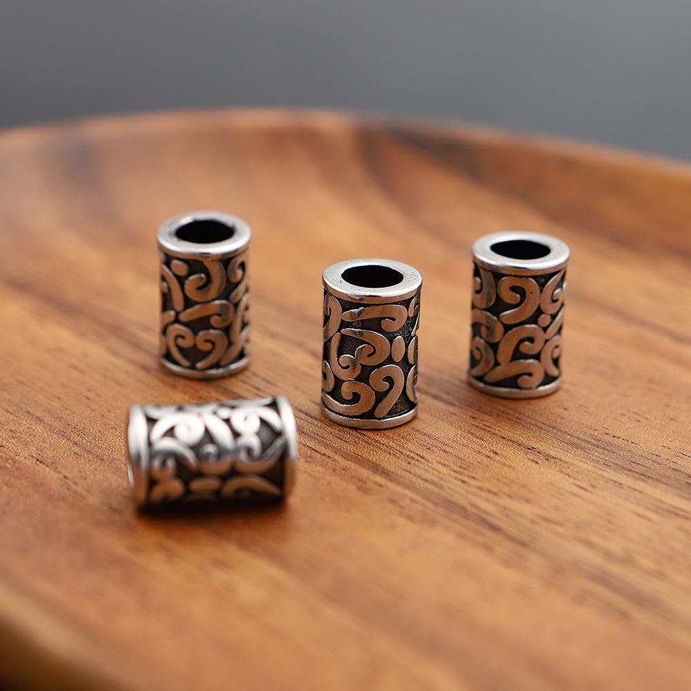 4 шт., бусины в стиле ретро из нержавеющей стали с большими отверстиями, цилиндрические свободные бусины, бусины-разделители, браслет, ожерелье, ювелирные изделия своими руками, аксессуары