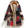 (SU)Womens Winter Warm Outwear Print Hooded With Pockets Vintage Coats Cardigan