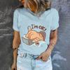 Summer Loose Casual Round Neck Short Sleeve High Quality Cartoon Cat 3D Print Womens T Shirt Street Fashion New Loose Top S-6XL