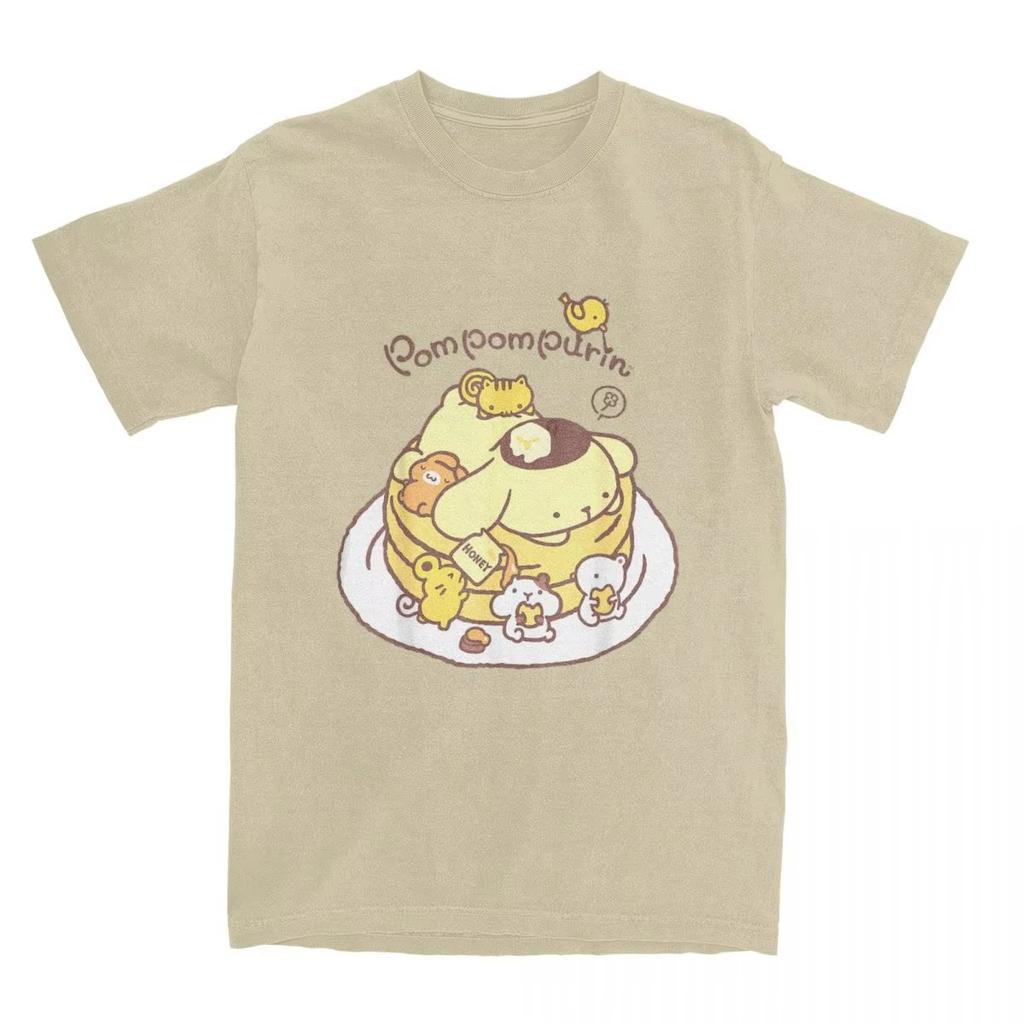 Футболка Pompompurin Pancake Friends для мужчин и женщин, винтажная хлопковая футболка с круглым вырезом и коротким рукавом, подарочная одежда