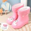 Children's Rain Boots, Girls' Drawstring with Fleece, Boys' Anti Slip Water Shoes, Cartoon Cute Rain Boots, Children's Rain Shoes