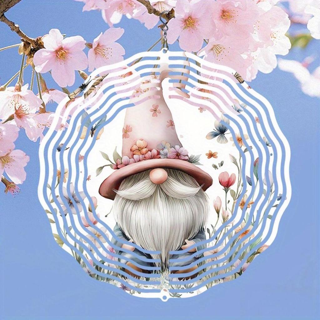 1 шт. Металлический колокольчик ветра с дизайном цветка, гнома и бабочки, вращающийся на 360° крючок для сада, патио, балкона, внутреннего и наружного праздничного декора