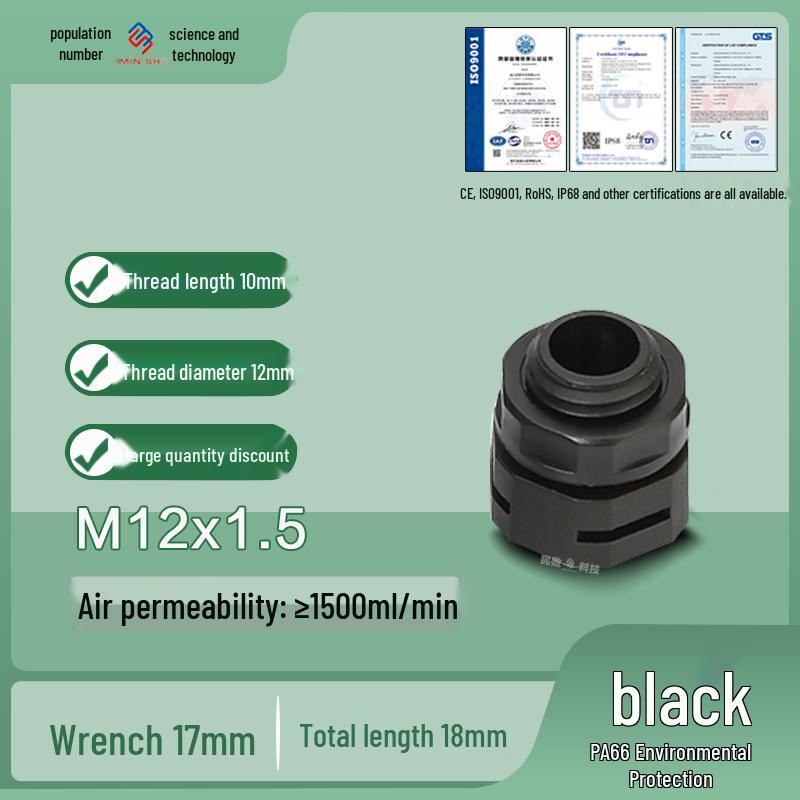 M12 Waterproof Breathable Nylon Automatic Vent and Pressure Relief Valve for Fermentation