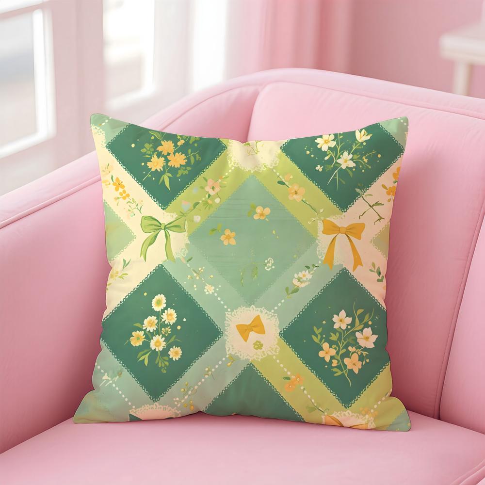 Colorful checkered pattern Cushion Cover Pillow Case Soft Skin Friendly Fabric Comfort Concealed Zipper