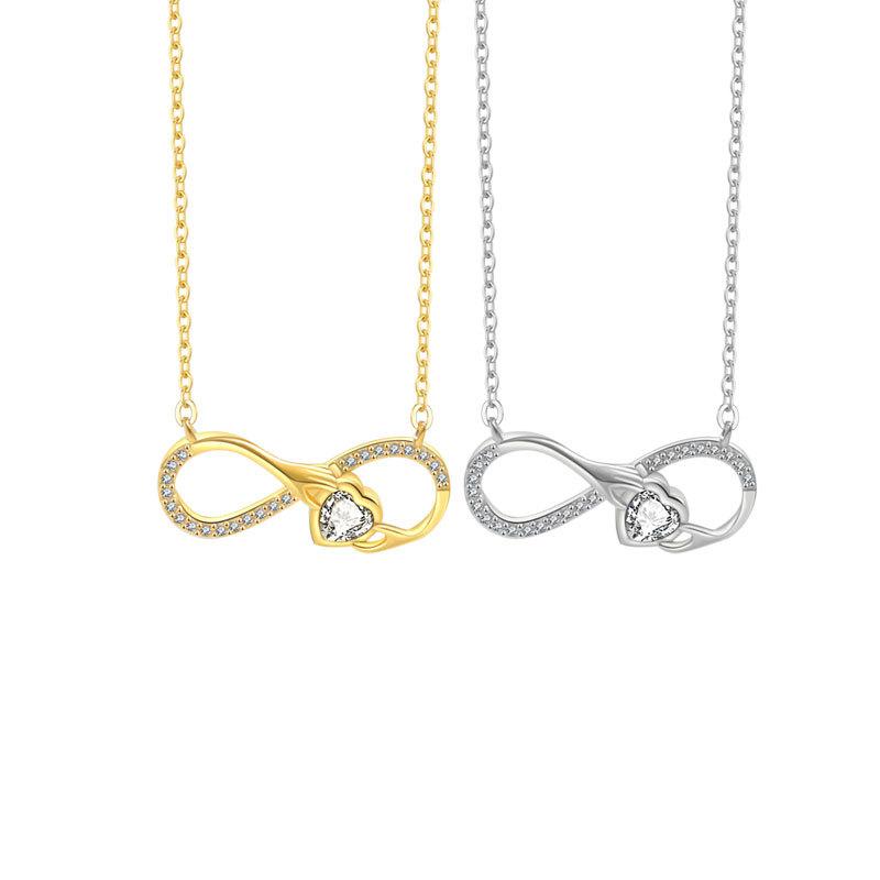 Mobius Strip Heart Necklace With Cubic Zirconia Diamonds Elegant Clavicle Chain For Women Fashion Simple Jewelry Gift