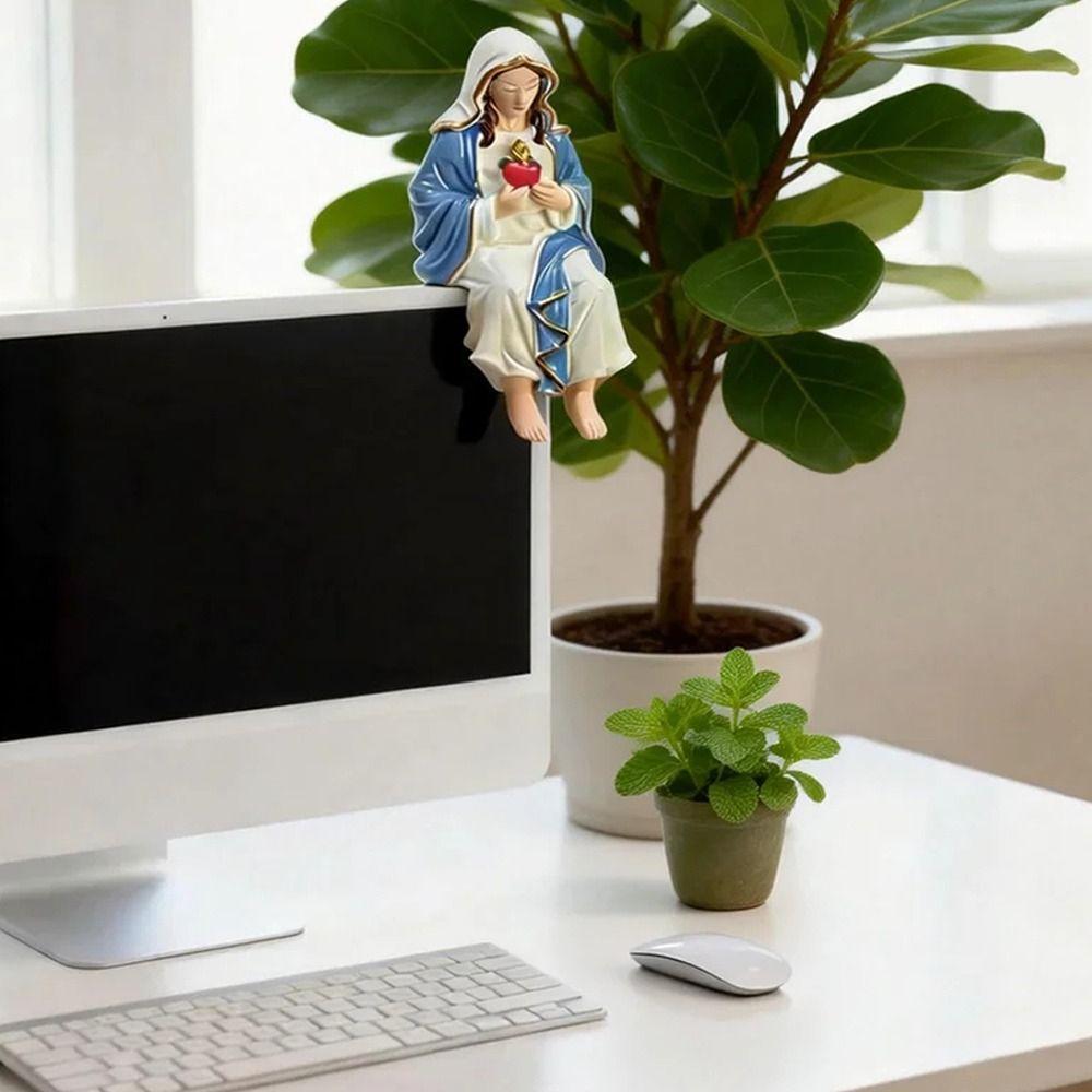 Статуэтка Девы Марии в сидячем положении, материал: смола, настольный компаньон, Пресвятая Матерь Мария, украшение для приборной панели автомобиля